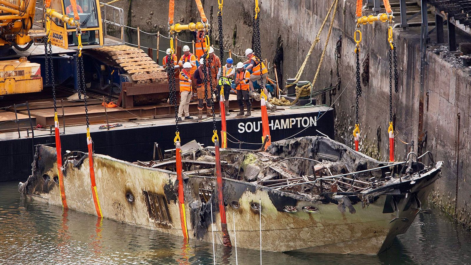 Firedestroyed superyacht raised in Torquay